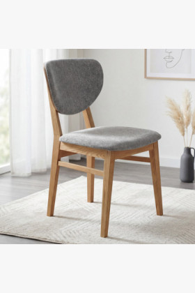 Eiche Esszimmerstuhl mit gepolstertem Sitz - Stoff grau easy clean